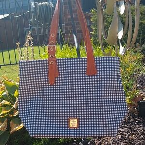 Dooney & Bourke Gingham Emily Tote Bag with Leather Handles NWOT!!!
